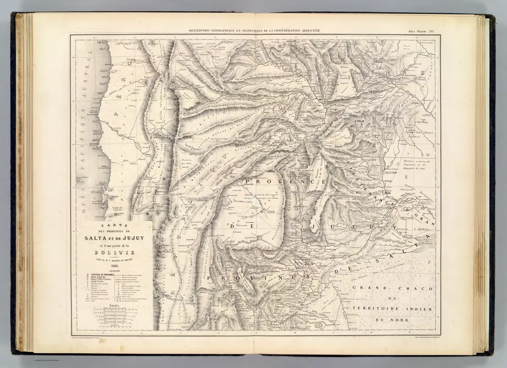 Carte, provinces de Salta et Jujuy, partie de la Bolivie.