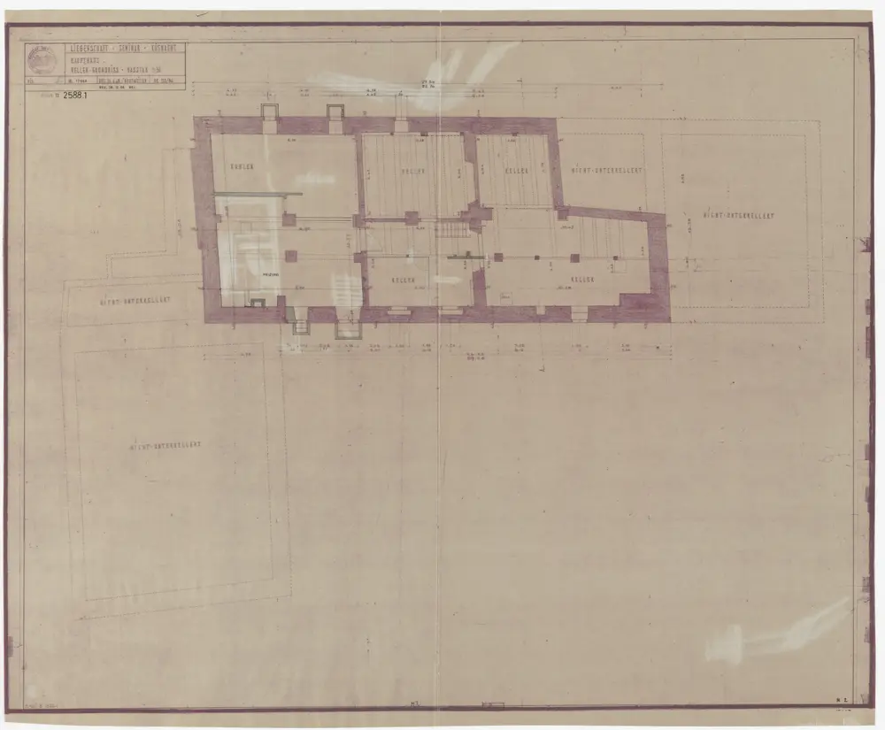 Küsnacht: Seminar, Haupthaus: Kellergeschoss; Grundriss