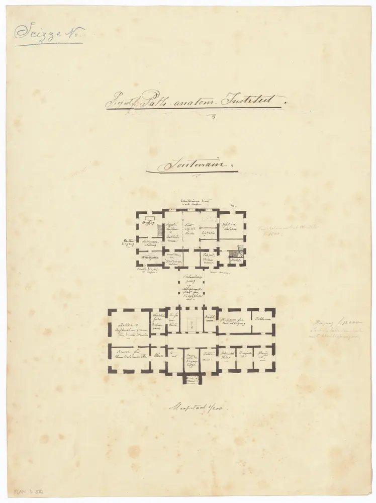 Kantonsspital Zürich, projektiertes Pathologisch-anatomisches Institut: Untergeschoss; Grundriss