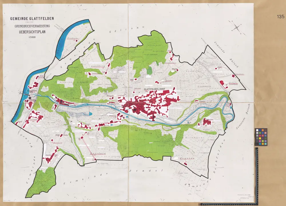 Glattfelden: Definition der Siedlungen für die eidgenössische Volkszählung am 01.12.1960; Siedlungskarte Nr. 135