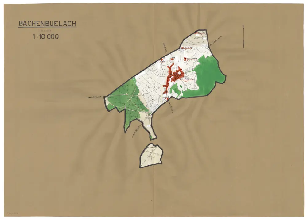 Bachenbülach: Definition der Siedlungen für die eidgenössische Volkszählung am 01.12.1950; Siedlungskarte