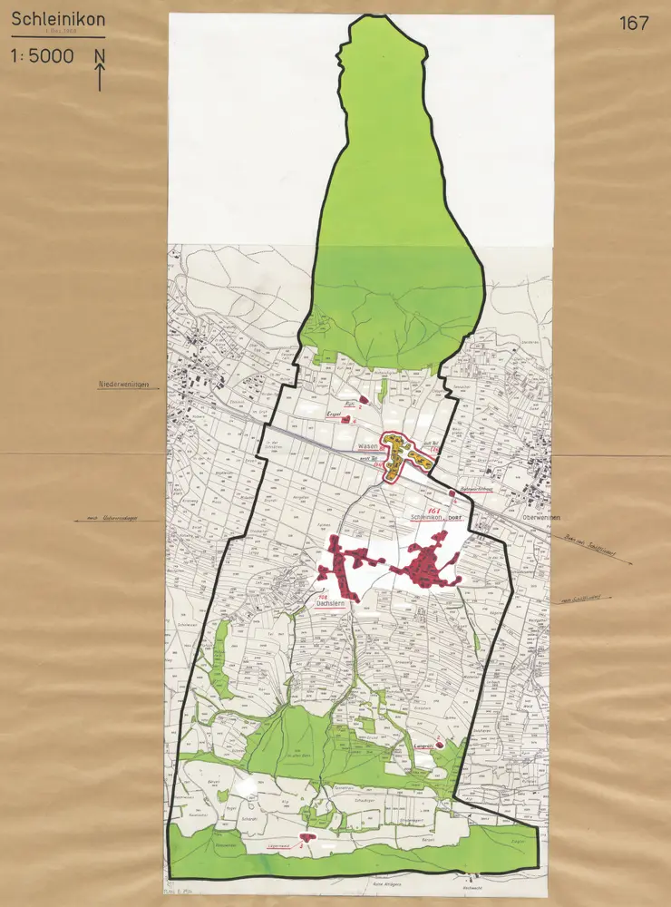 Schleinikon: Definition der Siedlungen für die eidgenössische Volkszählung am 01.12.1960; Siedlungskarte Nr. 167