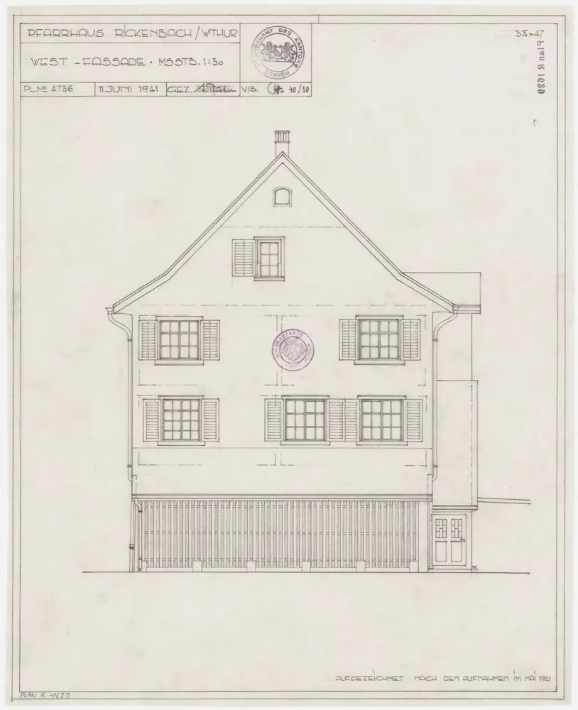 Rickenbach: Pfarrhaus; Westansicht