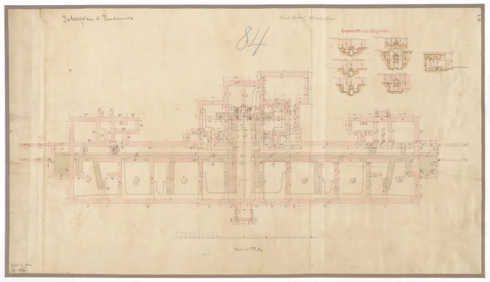 Winterthur: Einwohnerspital, Fundamente und Dolen; Grundriss und Querschnitte (Nr. 1)