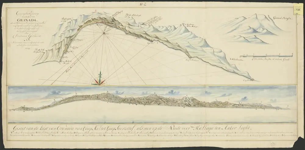 Geographise entworp van de kust van Granada in de Middelantse Zee gelegen, van Caap Mol to Caap Sacristief ...