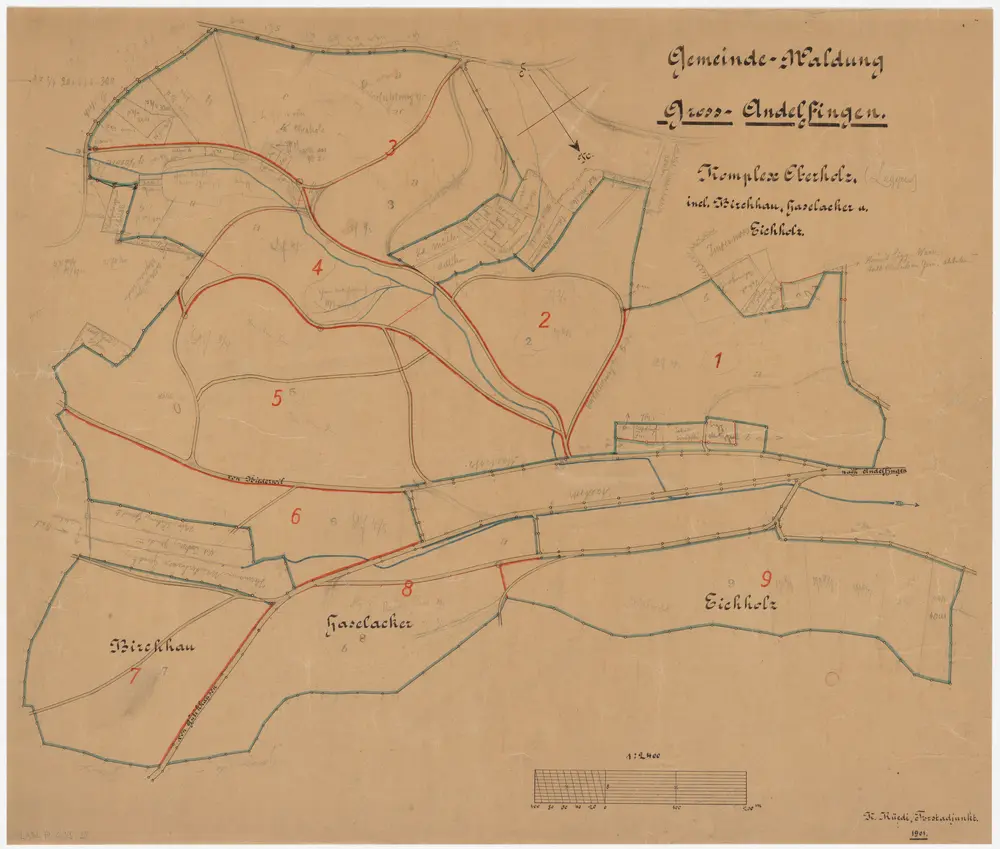 Andelfingen (damals Grossandelfingen): Gemeindewaldung: Oberholz (Eichholz, Haselacker, Birchhau); Grundriss