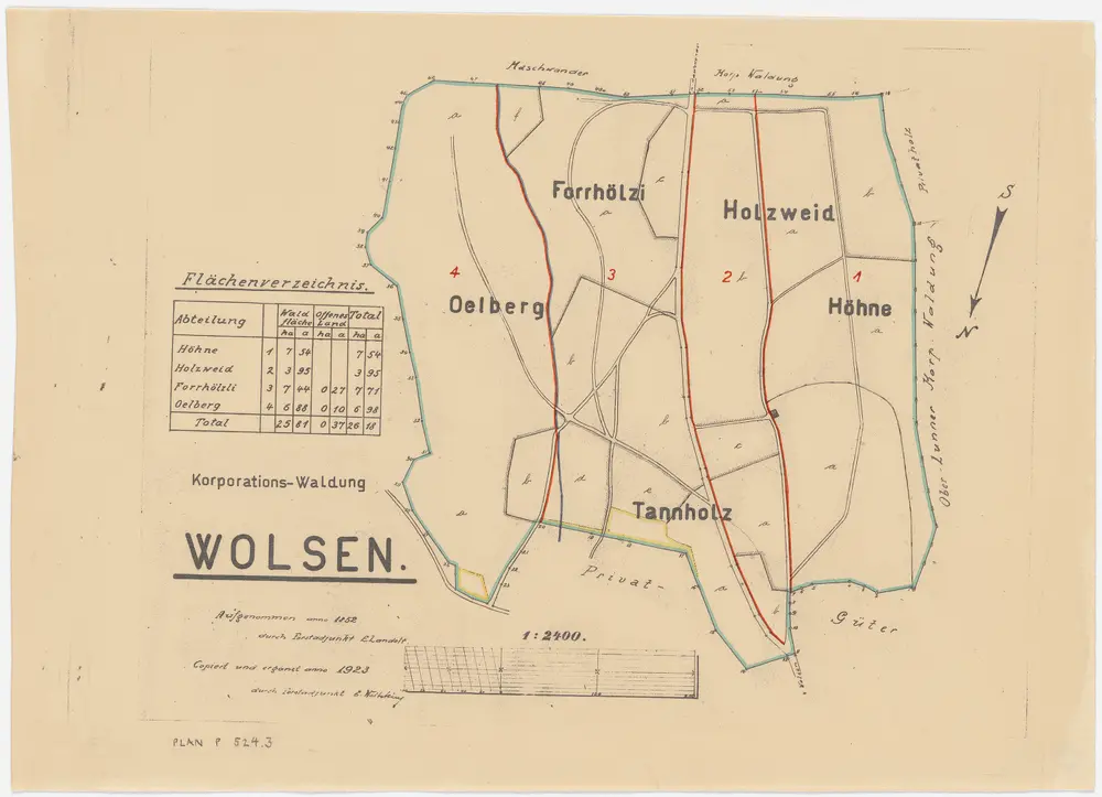 Obfelden: Genossenschaftswaldung Wolsen: Hönen (Höhne), Holzweid, Forhölzli, Ölberg; Grundriss