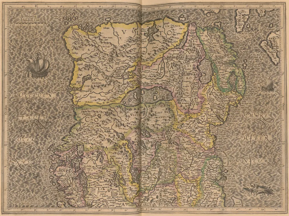 [Ultonia, Connatia und Media] [Karte], in: Gerardi Mercatoris Atlas, sive, Cosmographicae meditationes de fabrica mundi et fabricati figura, S. 91.