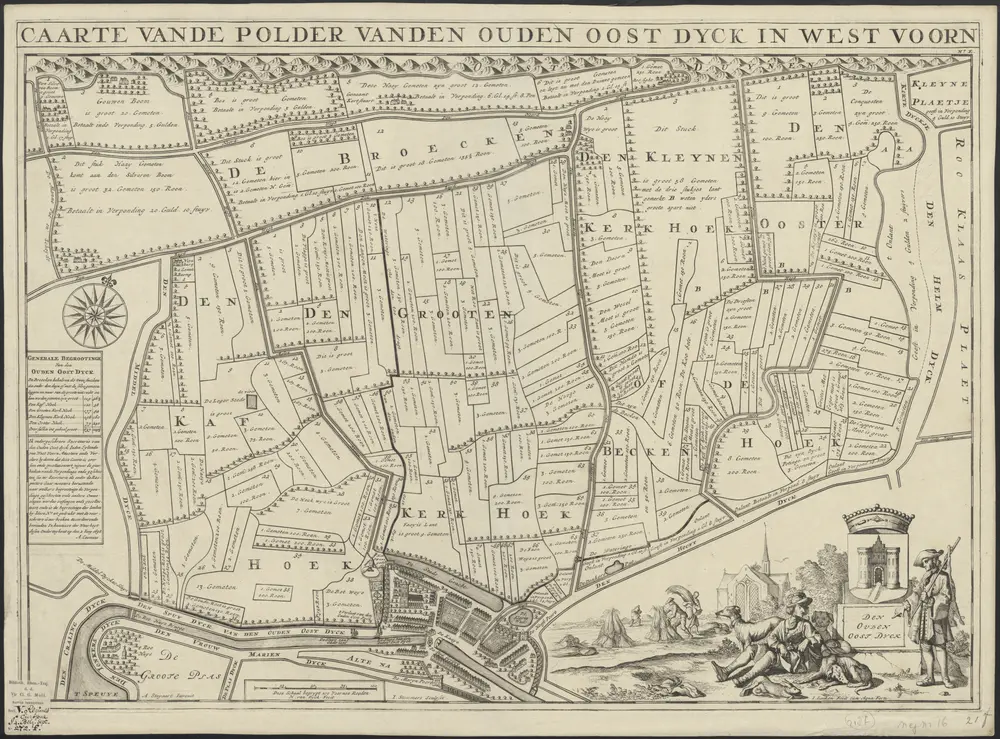 Caarte vande polder vanden ouden Oost dyck in West Voorn