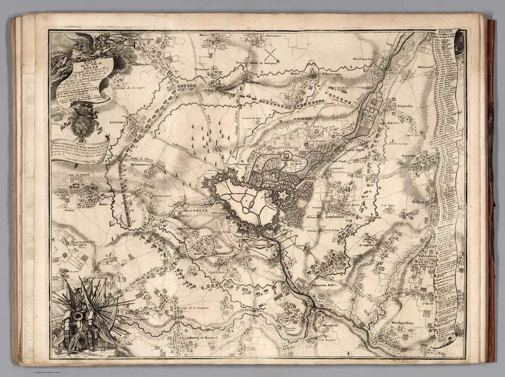 36.  Plan du Siege de Lille, Belgium.  1708.