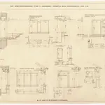 Uitikon: Arbeitserziehungsanstalt, Schlossanbau: Kunststeinarbeiten, Versetzplan; Ansichten und Schnitte