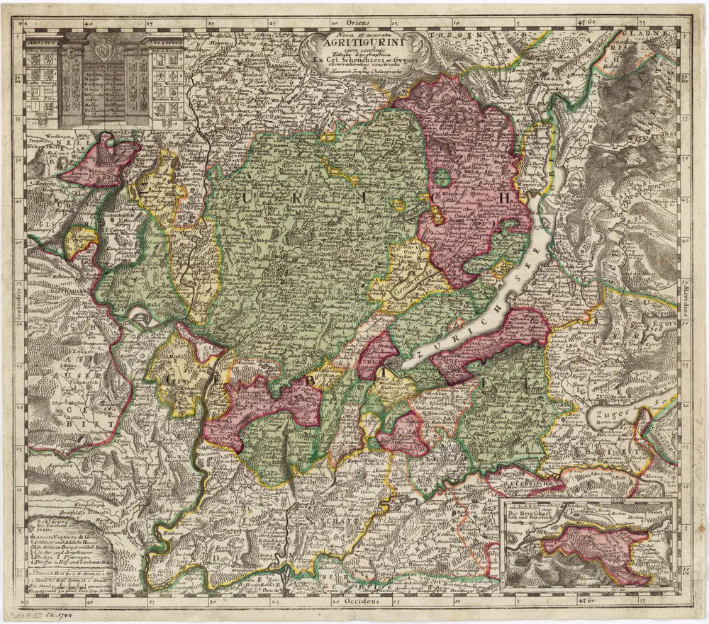 Darstellung von Stadt und Landschaft Zürich nach Vogteien