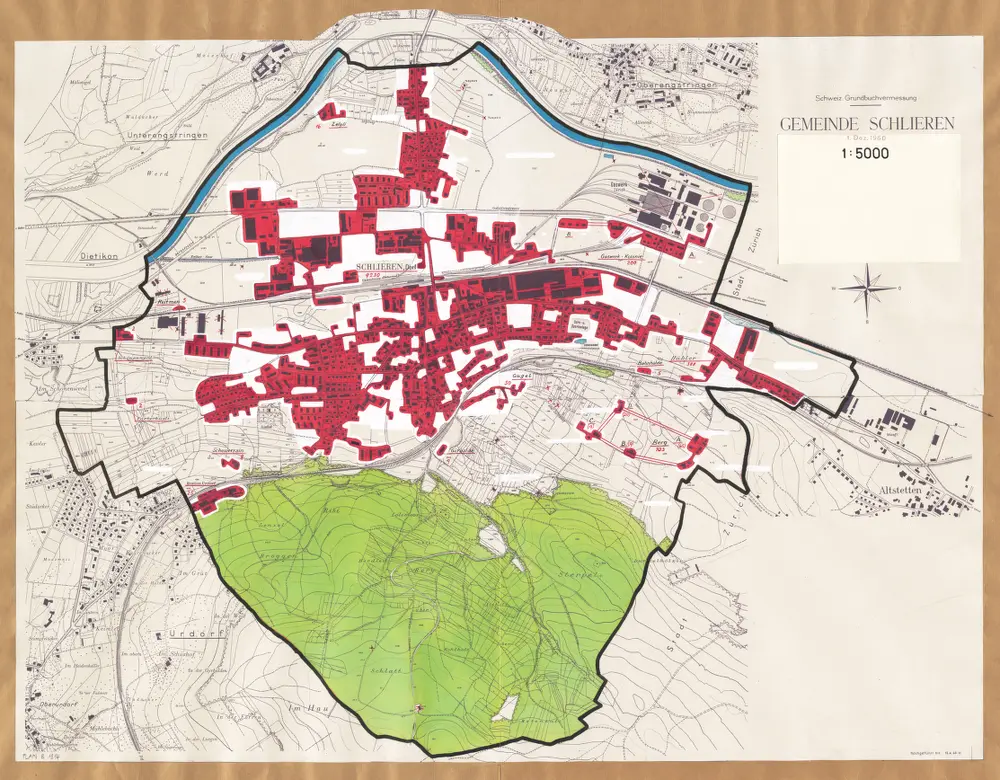 Schlieren: Definition der Siedlungen für die eidgenössische Volkszählung am 01.12.1960; Siedlungskarte Nr. 8
