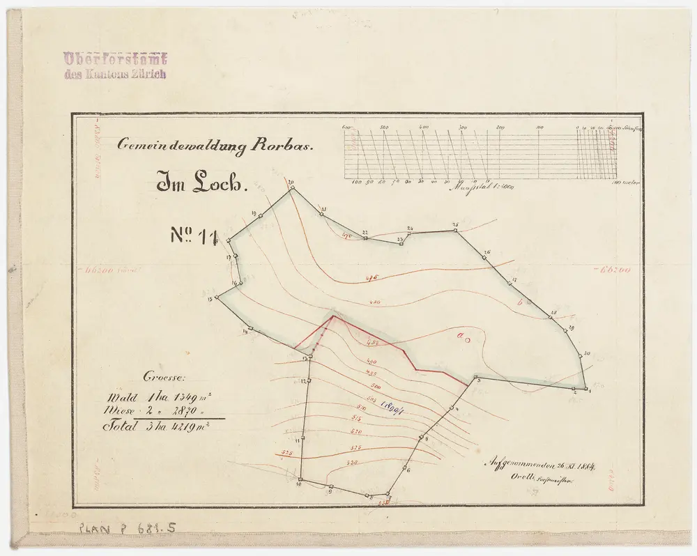 Rorbas, Bülach; Gemeindewaldung Rorbas: Rorbas: Loch; Grundriss
