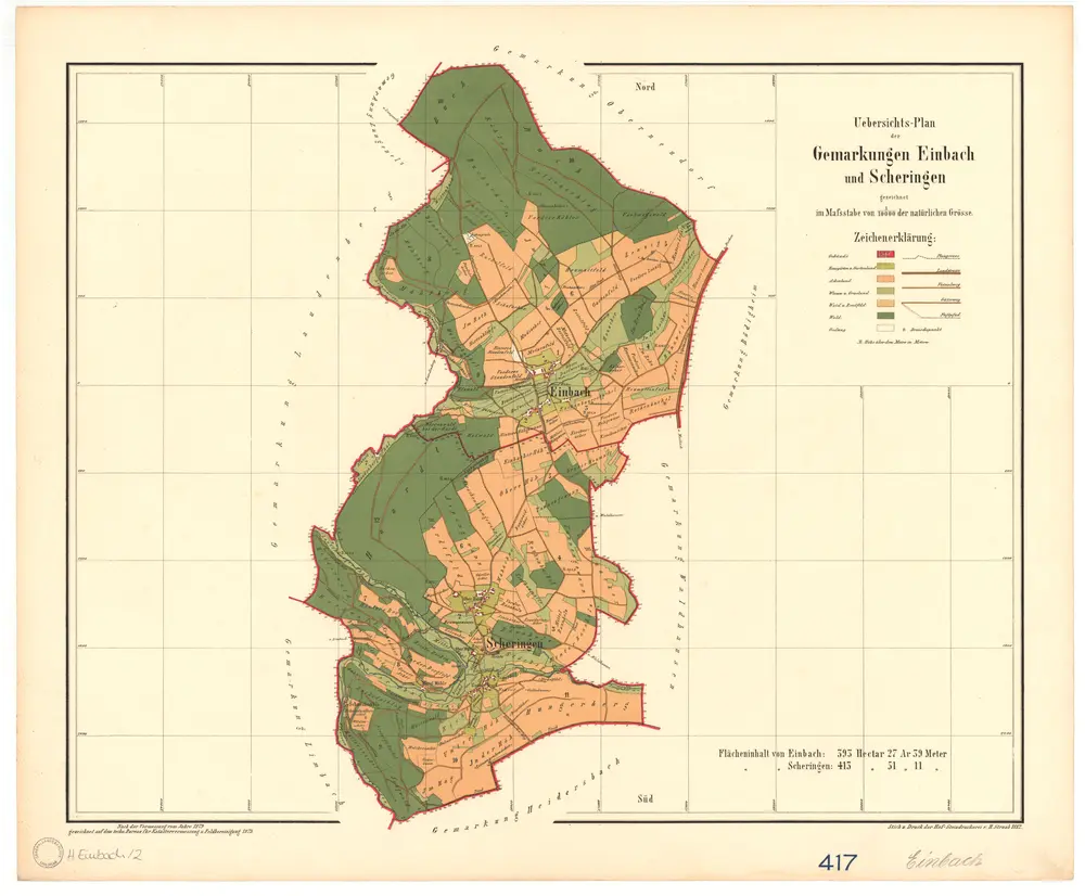 Einbach (Stadt Hausach, OG), mit Scheringen. GLAK H-1 Gemarkungspläne