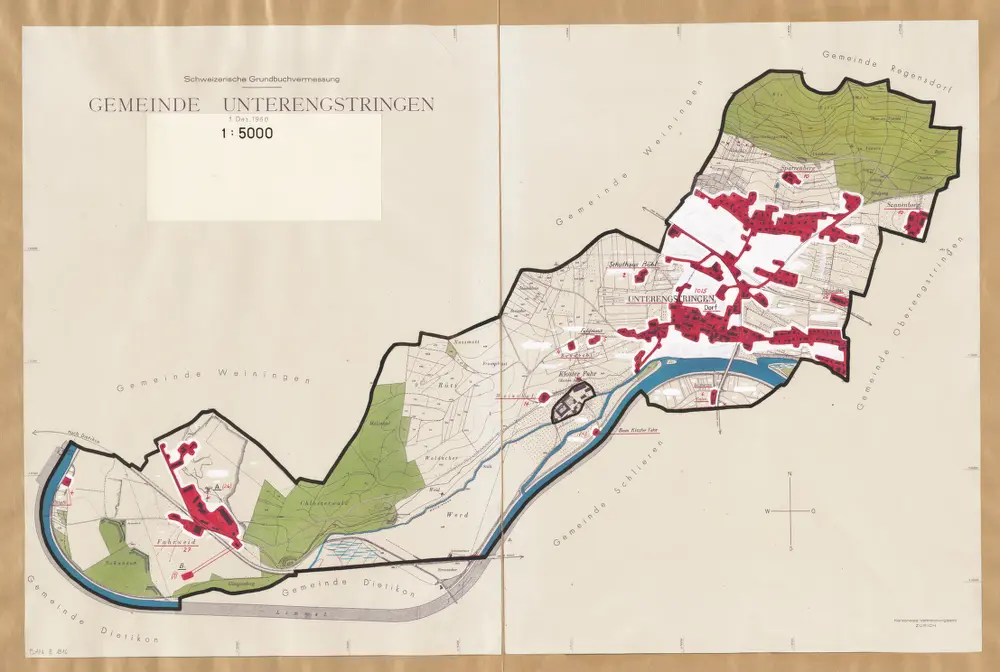 Unterengstringen: Definition der Siedlungen für die eidgenössische Volkszählung am 01.12.1960; Siedlungskarte Nr. 10