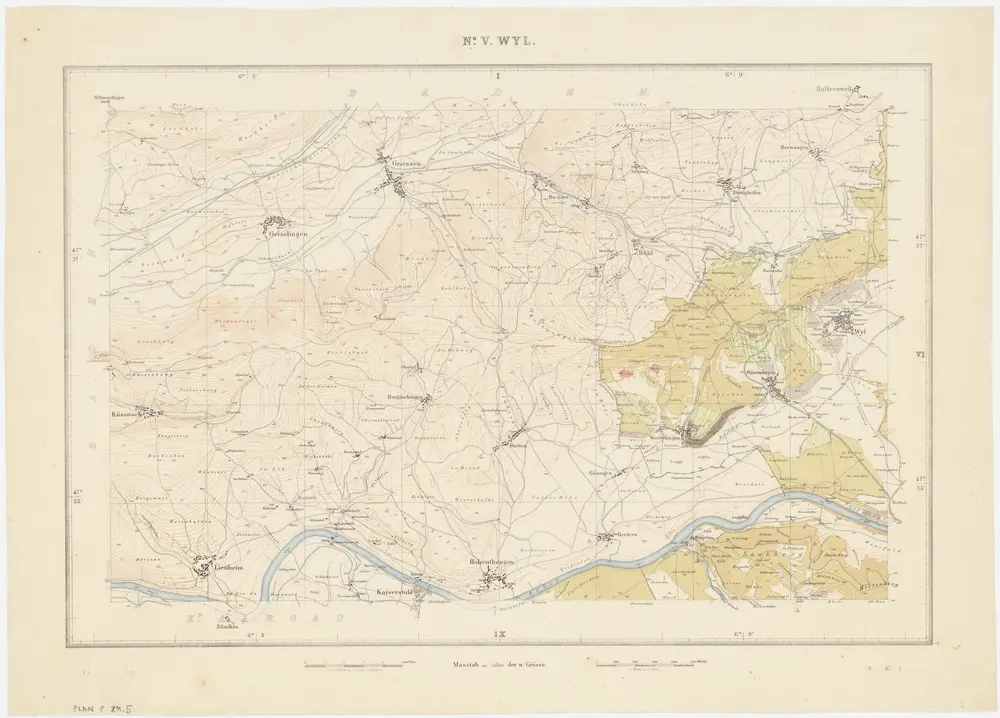 Kanton Zürich: Waldungen, Rebberge und Rodungen um die Mitte des 17. Jahrhunderts: Blatt V: Wil