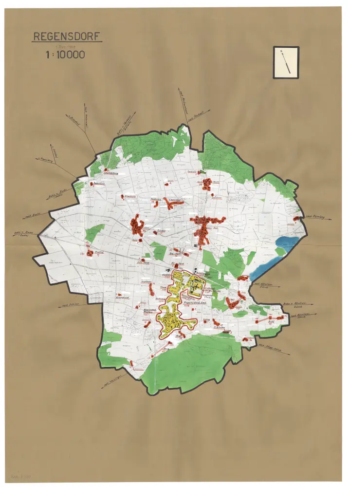 Regensdorf: Definition der Siedlungen für die eidgenössische Volkszählung am 01.12.1950; Siedlungskarte