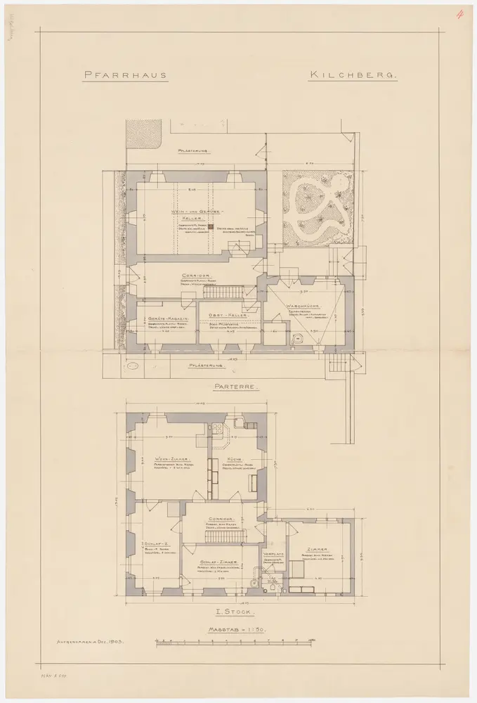 Kilchberg: Pfarrhaus, Erdgeschoss und 1. Stock; Grundrisse (Nr. 4)