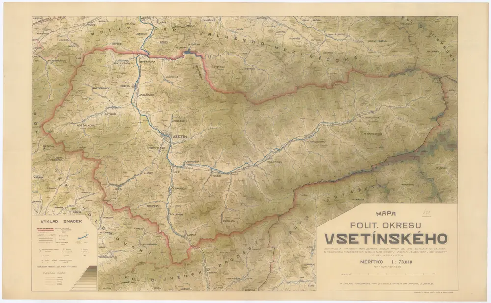 Mapa polit. okresu vsetínského