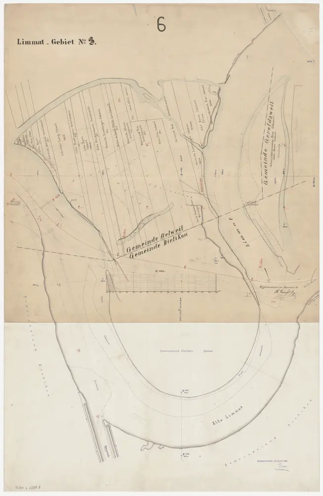 Schlieren bis Würenlos AG: Limmat von oberhalb der Grenze zwischen Schlieren und Dietikon bis zur linksufrigen Grenze zwischen den Kantonen Zürich und Aargau: Blatt 6: Dietikon, Oetwil an der Limmat und Geroldswil; Situationsplan (Limmat-Gebiet Nr. 3)