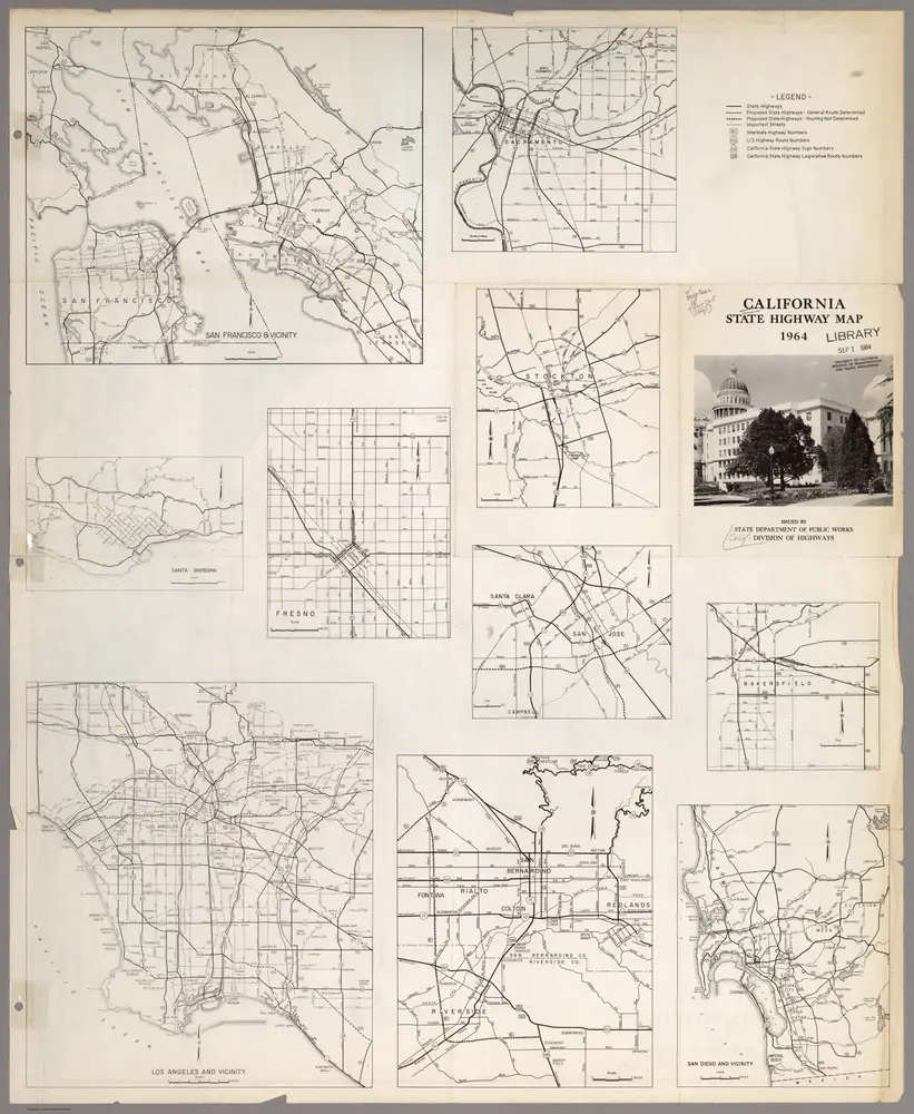 (Verso)  State Highway Map, California, 1964.