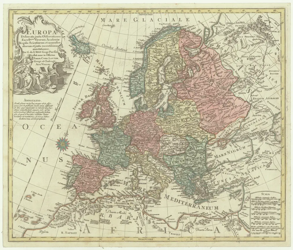 Europa delineata juxta observationes excellorum virorum academiae regalis scientiarum et nonnullor. aliorum et juxta recentissimas annotationes