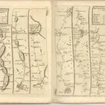 mapa z atlasu "The Roads through England delineated or, Ogilby ́s Survey, Revised, Improved, and Reduced to a Size portable for the Pocket By John Senex F, R, S. Being an Actual Survey of all the Principal Roads of England, And Wales, Distinctly laid down on one hundred "