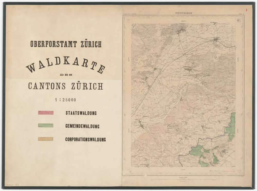 Kanton Zürich: Staats-, Gemeinde- und Genossenschaftswaldungen: Blatt 1: a) Titelblatt; b) Hüntwangen, Wil; Situationsplan