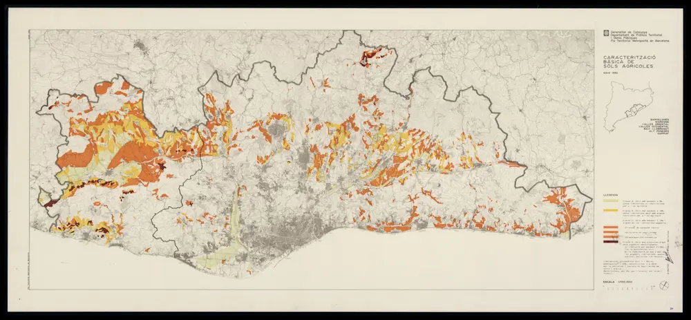 Caracterització bàsica de sòls agrícoles (maig 1992) : Barcelonès, Maresme, Vallès oriental, Vallès occidental, Baix Llobregat, Alt Penedès, Garraf