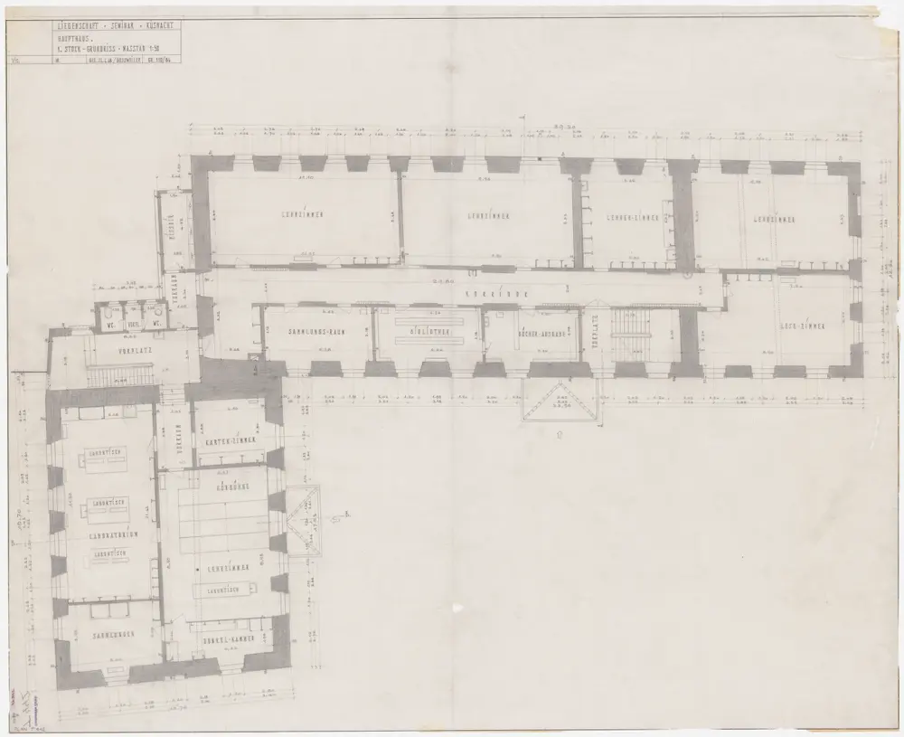 Küsnacht: Lehrerseminar; Haupthaus; 1. Obergeschoss; Grundriss