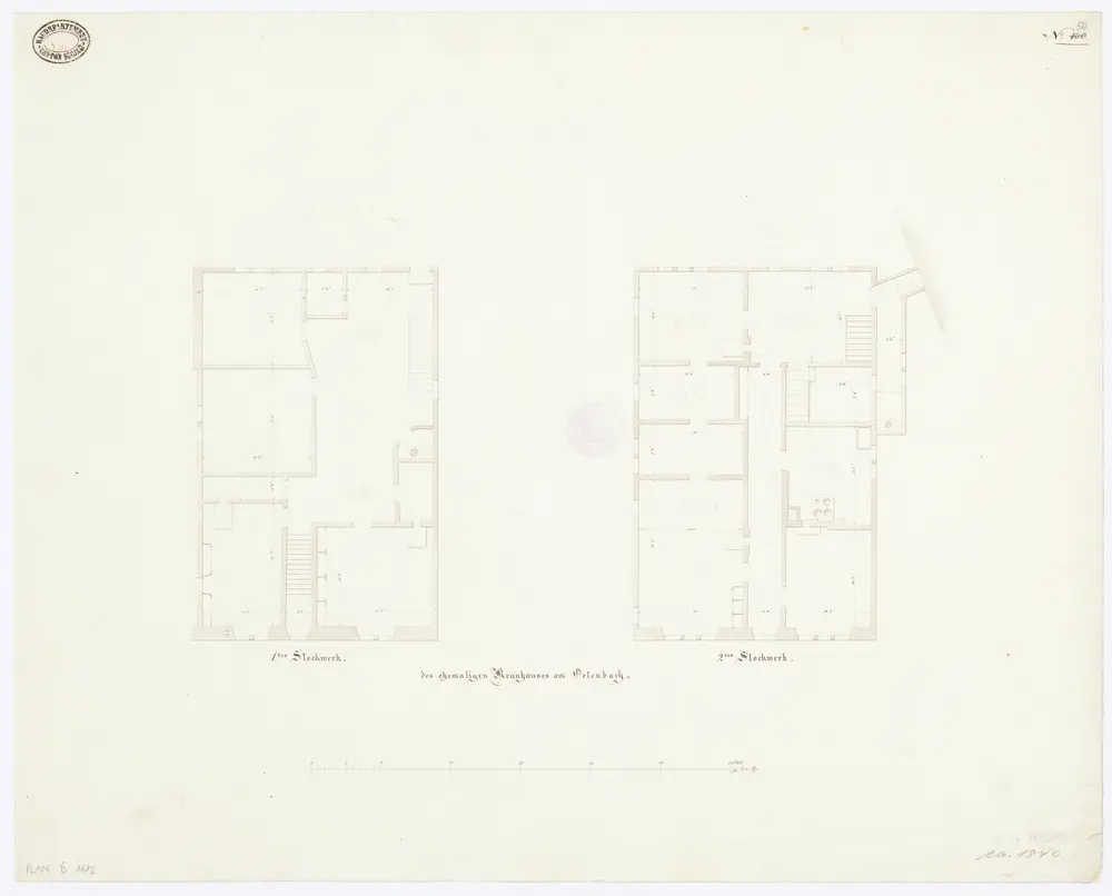 Kantonale Strafanstalt Oetenbach: Ehemaliges Krankenhaus; 1. und 2. Stock; Grundrisse