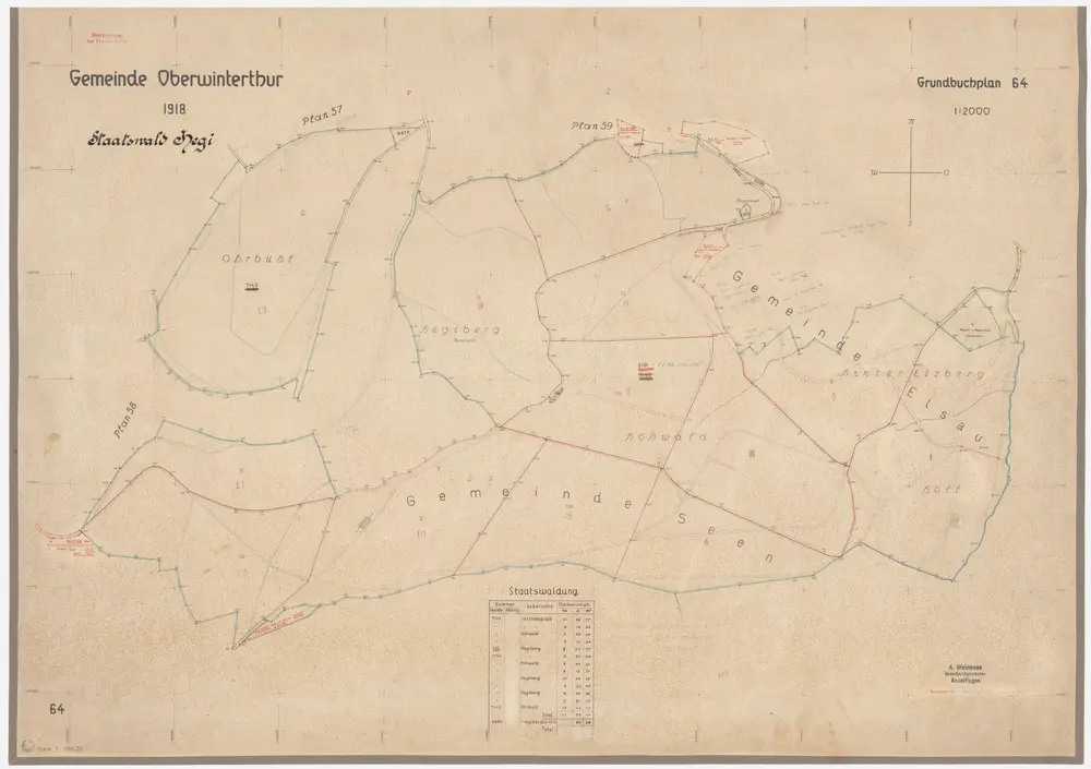 Winterthur, Seen, Oberwinterthur: Staatswaldungen: Oberwinterthur, Elsau, Seen: Hinter Etzberg, Höll, Hegiberg, Orbüel (Ohrbühl); Grundriss