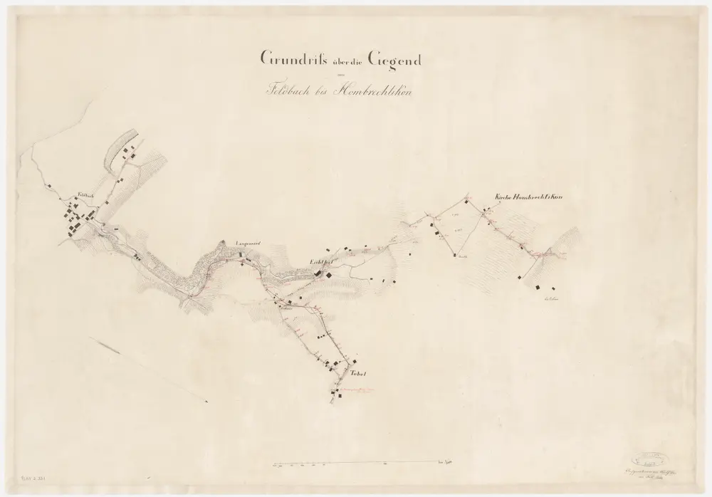 Hombrechtikon: Projektierte Strassen von Hombrechtikon über Tobel und Eichthal bis Feldbach; Situationsplan