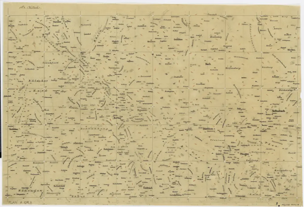 Vorlagen für die Topographische Karte des Kantons Zürich (Wild-Karte): Schrift-Pausen: Blatt X: Bülach