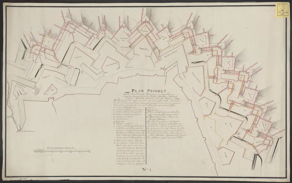 Plan project tot de onderaardsche versterking van het hooge front van Maastricht, begreepen tusschen de bastions Holsteyn en Waldeck door den Directeur Generaal C: D: Du Moulin 1774