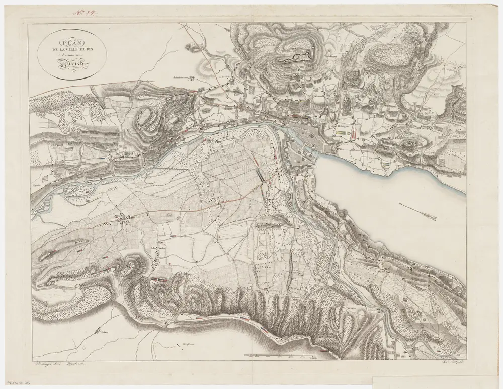 Zürich: Die die Stadt und die Umgebung besetzt haltenden Truppen im Jahr 1799; Situationsplan