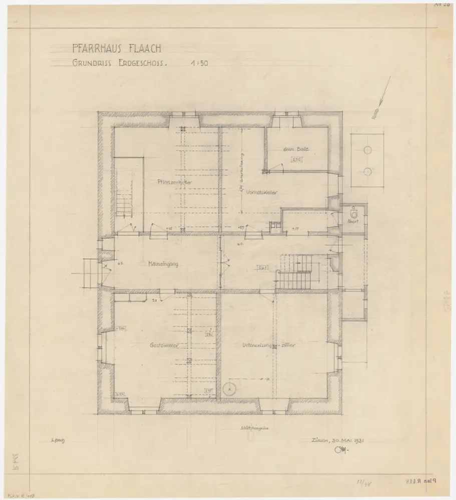 Flaach: Pfarrhaus, Erdgeschoss; Grundriss (Nr. 20)