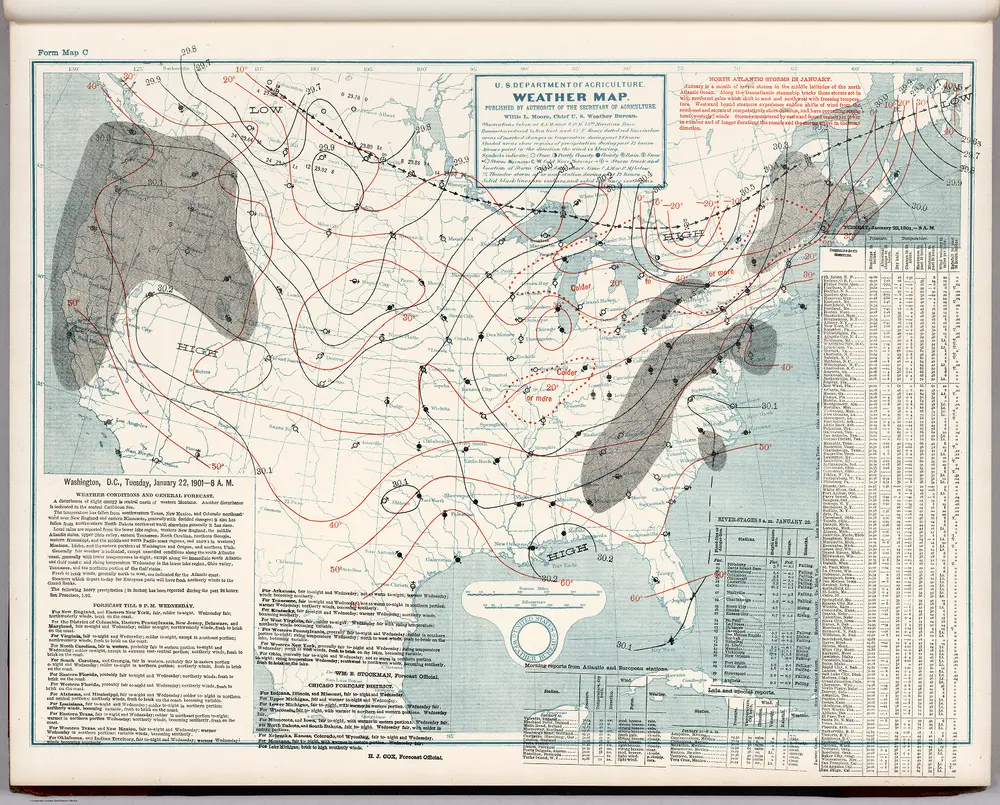 (United States) Weather Map.  January 22, 1901.