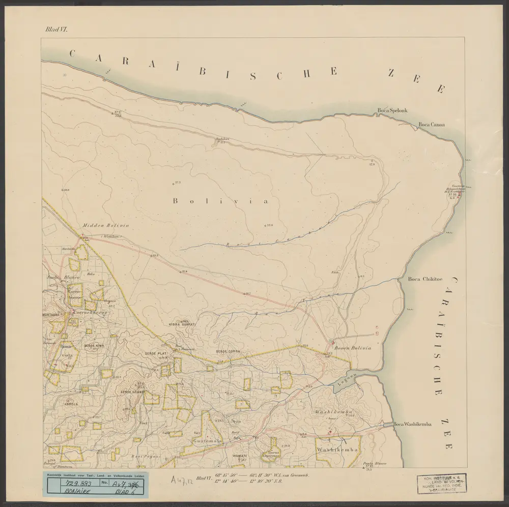 Topographische kaart van Bonaire in 10 bladen / [Topographische Inrichting] : Blad VI