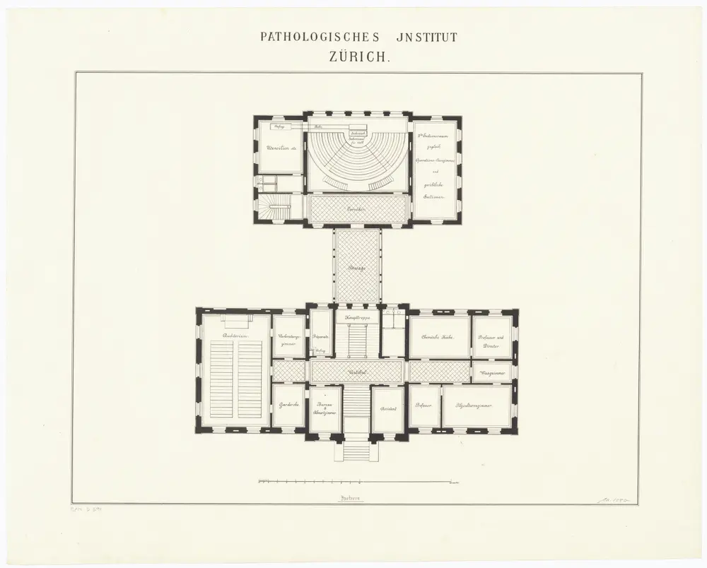 Kantonsspital Zürich, projektiertes Pathologisches Institut: Erdgeschoss; Grundriss