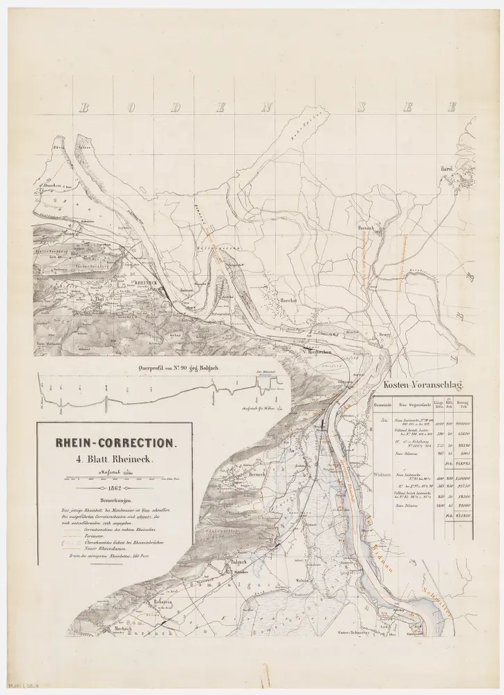 Sargans SG bis Rheineck SG: Rheinkorrektionen; Grundrisse: Blatt 4: Rheineck