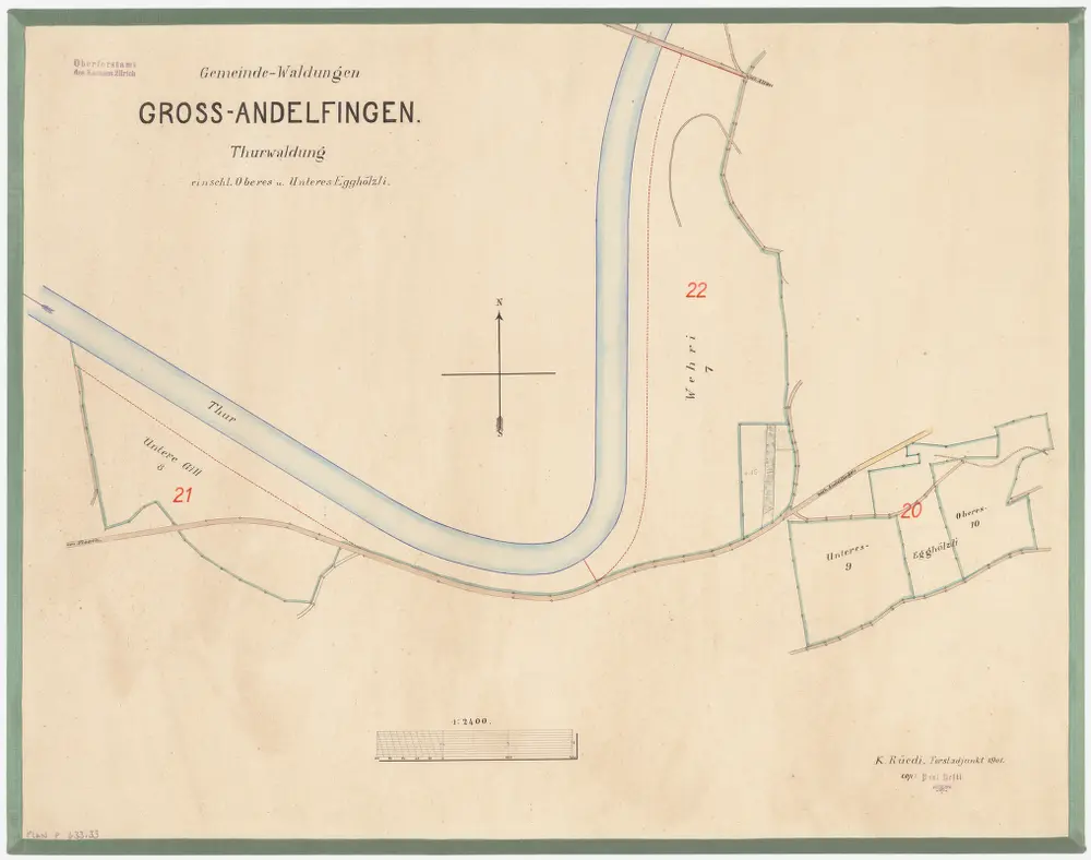 Andelfingen (damals Grossandelfingen): Gemeindewaldung: Thurwaldung (Gill, Wehri, Vorderi Egg, Unteri Egg (Egghölzli); Grundriss