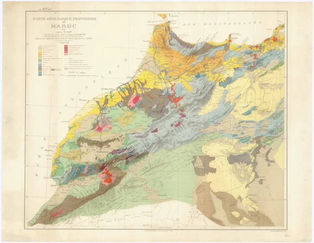 Carte géologique provisoire du Maroc