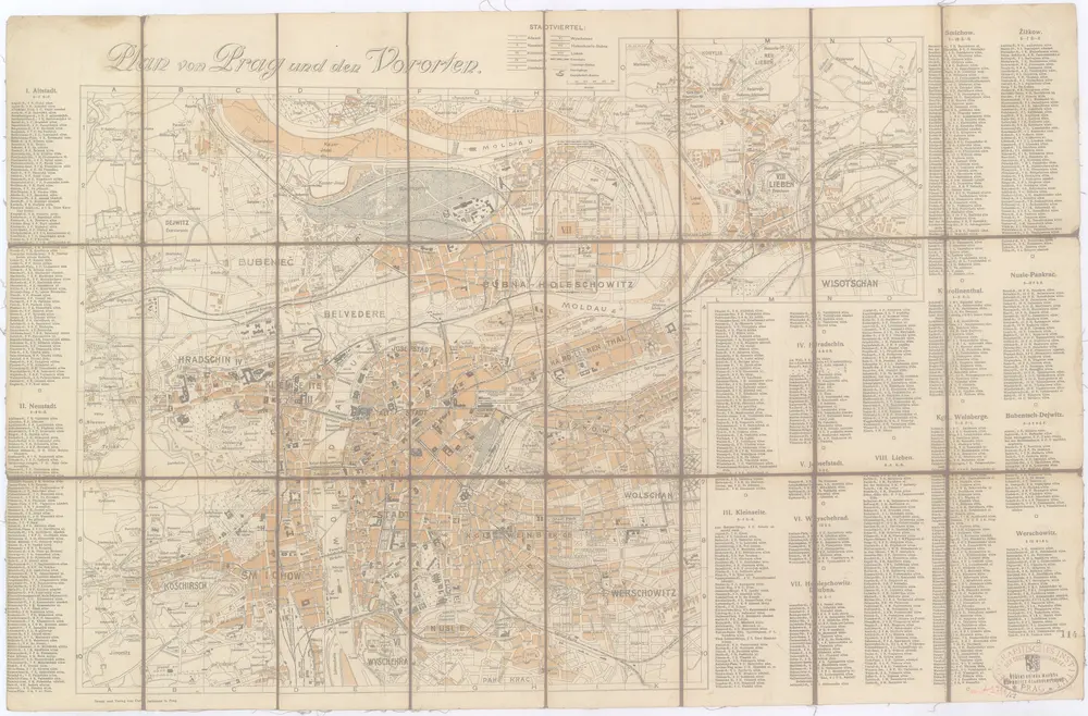 Plan von Prag und den Vororten