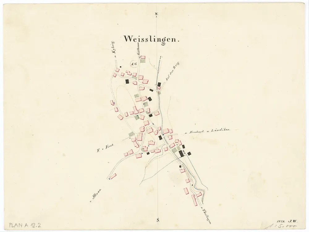 Vorlagen für die Topographische Karte des Kantons Zürich (Wild-Karte): Bezirk Pfäffikon: Ortsplan: Weisslingen