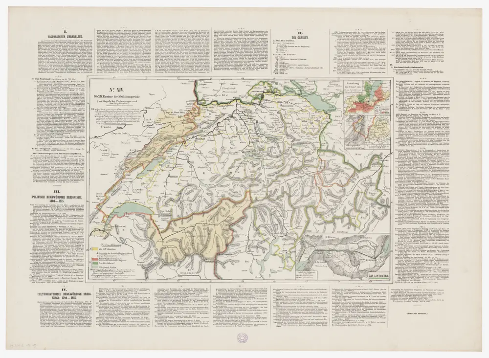 Geologische Spezialkarte des Grossherzogtums Baden, Blatt 144: Stühlingen: Karte XIV: Die neunzehn Kantone der Mediationsperiode