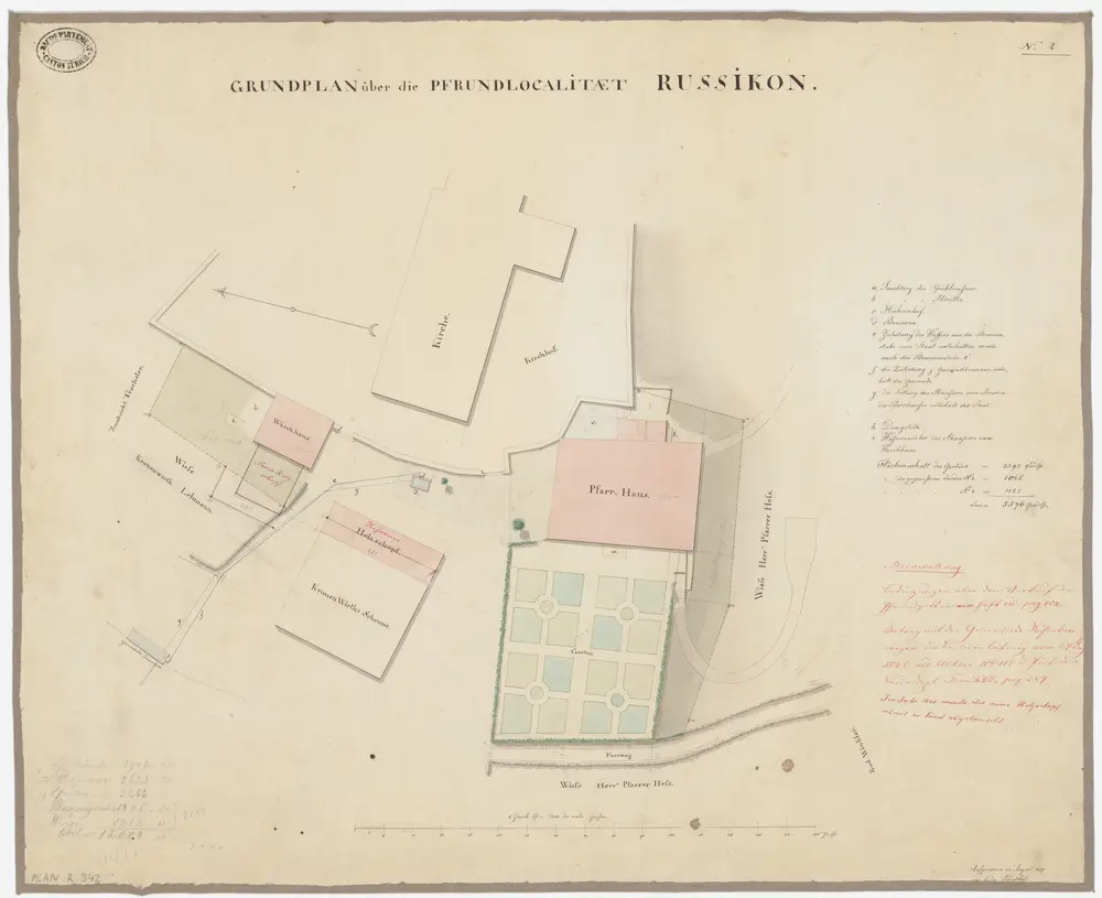 Russikon: Pfrundlokalität mit Pfarrhaus und Kirche; Grundriss (Nr. 2)