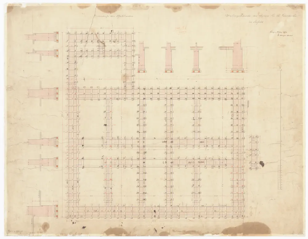 Goedecke-Haus, Seefeldstrasse 9: Pfahlrost; Grundriss und Schnitte