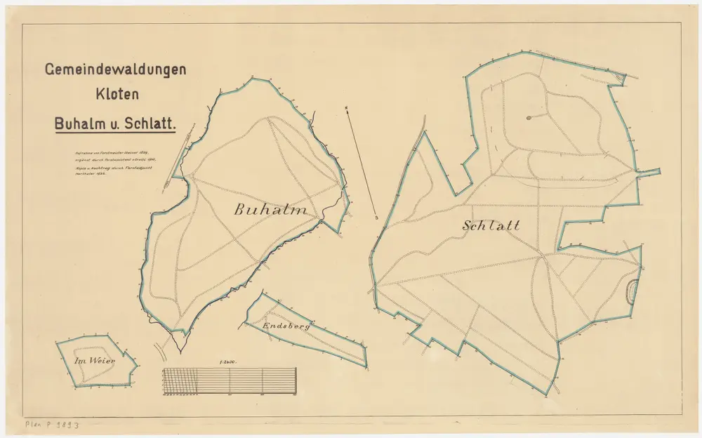 Kloten: Gemeindewaldungen: Buehalm (Buhalm), Schlatt, Weier, Äntschberg (Endsberg); Grundrisse